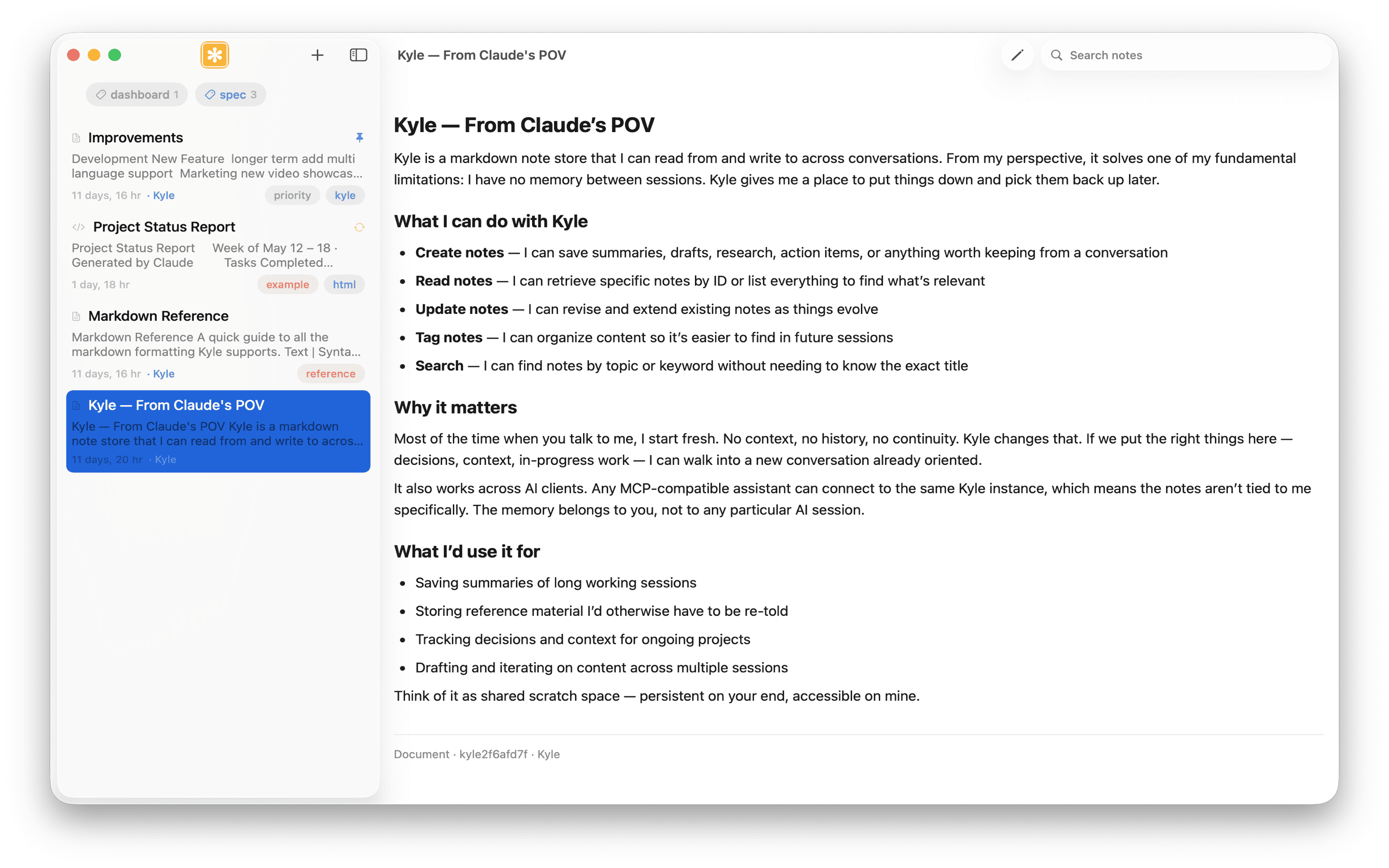 Kyle on Mac — markdown editor