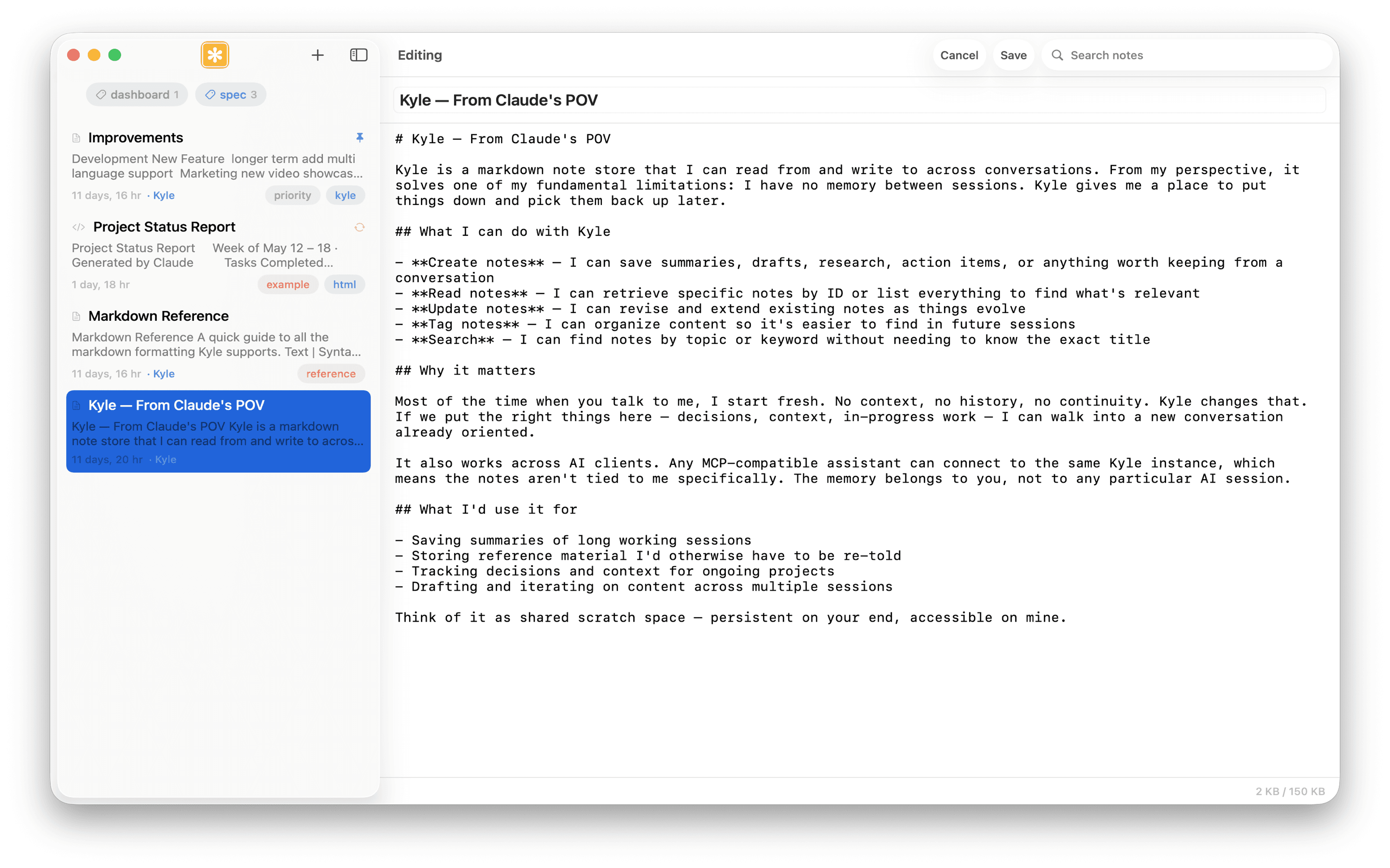 Kyle on Mac — settings