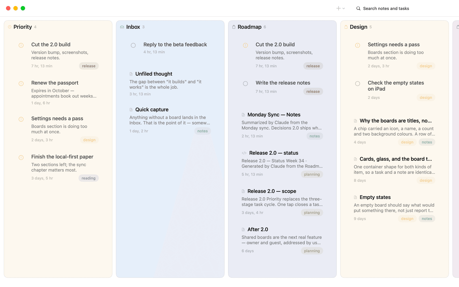 Kyle on Mac — boards side by side in a native window